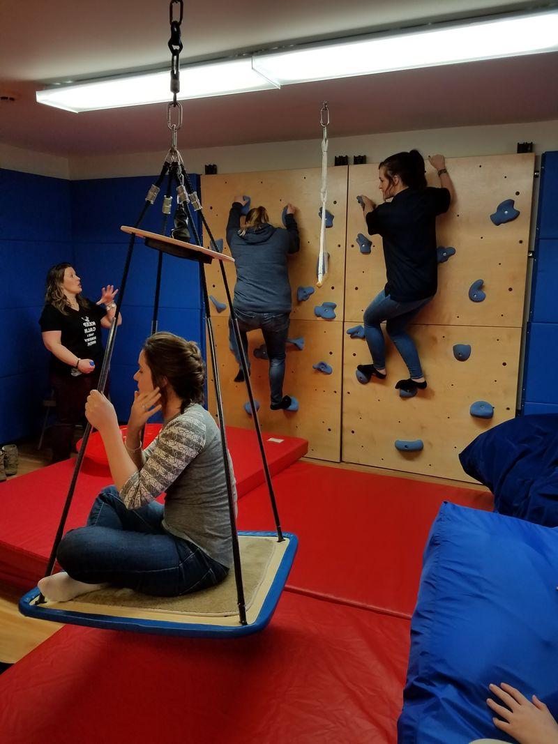 In OT 202 the students attend a sensory integration workshop at the Sensory Station in Clearfield.  Instruction is provided by Kylie Yanock, OTR/L, an alumnus of the PSU DuBois OTA Program.​